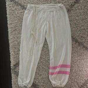Sundry White Joggers with Pink Stripes